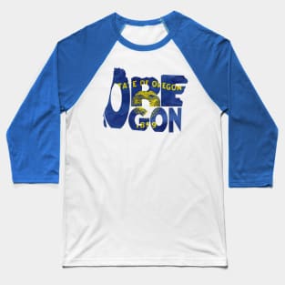 Oregon Typo Map Baseball T-Shirt
